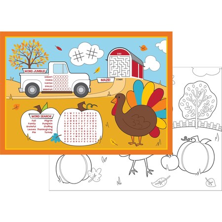 Creative Converting 14" x 10" Fall Fun Activity Placemats PK96, 96PK 353002